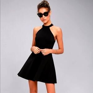 Lulus Hometown Girl Black Lace Skater Dress Size Medium